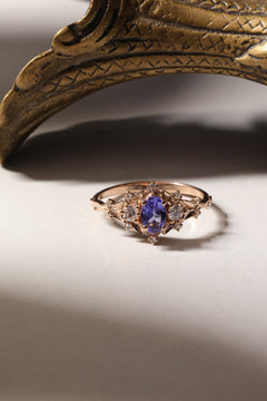 Tanzanite ve Pırlanta Taşlı Vintage Yüzük