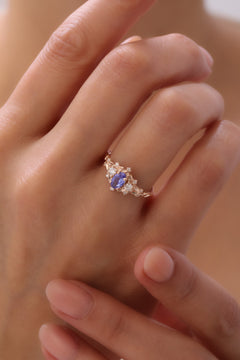 Tanzanite ve Pırlanta Taşlı Vintage Yüzük