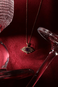 Ametist Taşlı ve Pırlantalı Vintage Kolye