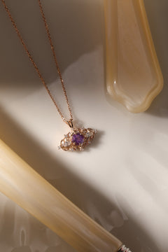 Ametist Taşlı ve Pırlantalı Vintage Kolye