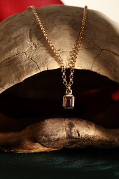 Ruby Taşlı Unisex Altın Kolye