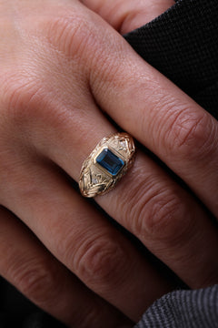 London Blue Safir ve Pırlanta Taşlı Erkek Yüzüğü