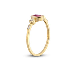 0.40 Karat Yakut ve Pırlanta Taşlı Vintage Yüzük