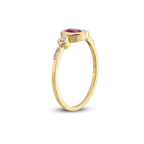 0.40 Karat Yakut ve Pırlanta Taşlı Vintage Yüzük