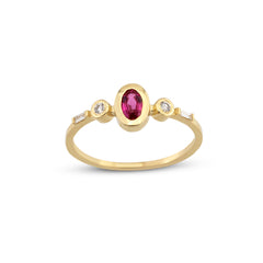 0.40 Karat Yakut ve Pırlanta Taşlı Vintage Yüzük