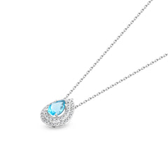 Aquamarine ve Pırlanta Taşlı Clarte Noire Kolye