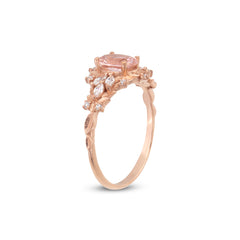 Morganite ve Pırlanta Taşlı Vintage Yüzük