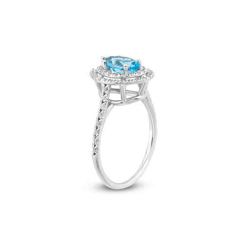 Aquamarine ve Pırlanta Taşı Clarte Noire Yüzük