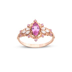 Pembe Safir ve Markiz Pırlanta Taşlı Vintage Yüzük