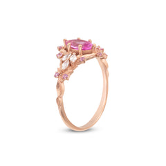 Pembe Safir ve Markiz Pırlanta Taşlı Vintage Yüzük