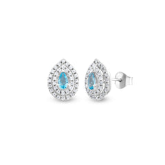 Aquamarine ve Pırlanta Taşlı Clarte Noire Küpe