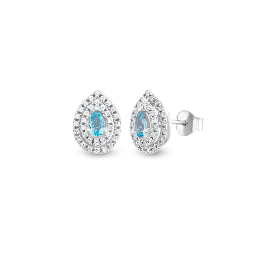 Aquamarine ve Pırlanta Taşlı Clarte Noire Küpe