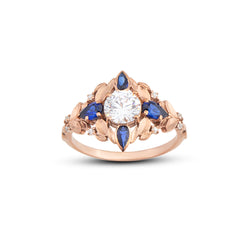 Safir Taşlı ve Pırlantalı Vintage Yüzük