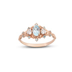 Blue Topaz ve Pırlanta Taşlı Vintage Yüzük