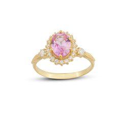 Pembe Safir ve Pırlanta Taşlı Anturaj Yüzük