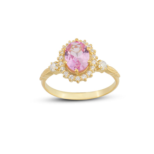 Pembe Safir ve Pırlanta Taşlı Anturaj Yüzük