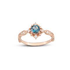 London Blue ve Pırlantalı Vintage Yüzük