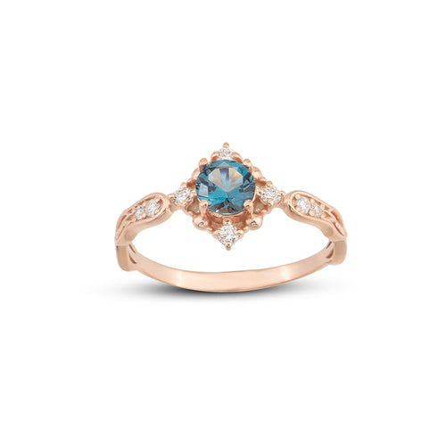 London Blue ve Pırlantalı Vintage Yüzük