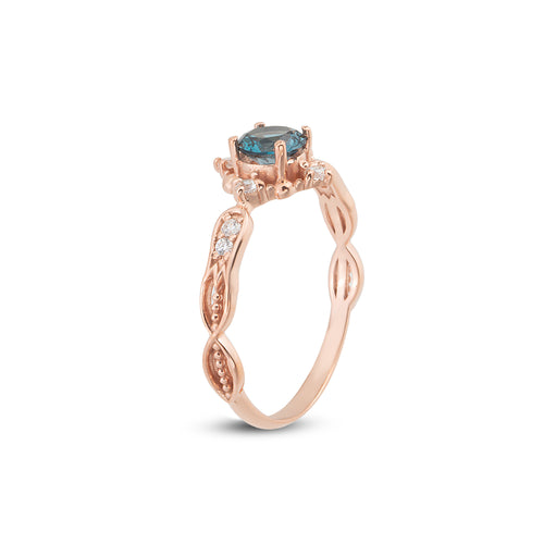 London Blue ve Pırlantalı Vintage Yüzük