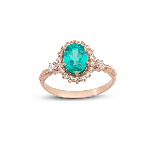 Paraiba Taşlı ve Pırlantalı Anturaj Yüzük