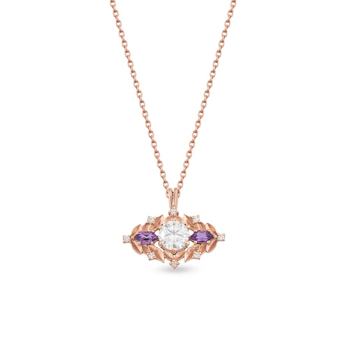 Ametist Taşlı ve Pırlantalı Vintage Kolye