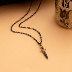 Siyah Pırlantalı Hançer Kolye