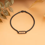 Siyah Pırlantalı Rose Gold ve Gümüş Erkek Bilekliği