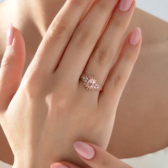 Morganite ve Pırlanta Taşlı Vintage Yüzük