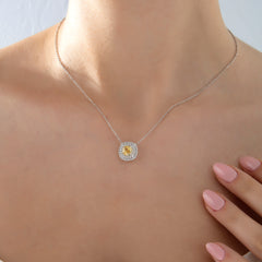 Fancy Yellow ve Pırlanta Taşlı Arkena Kolye