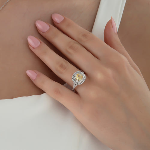 Fancy Yellow ve Pırlanta Taşlı Arkena Yüzük
