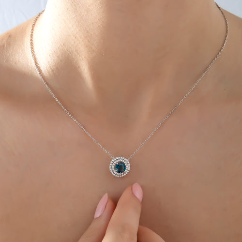 London Blue Safir ve Pırlanta Taşlı Alkahest Kolye