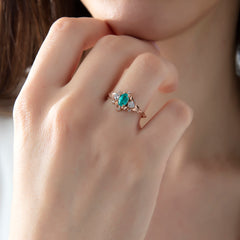 Paraiba Taşlı ve Pırlantalı Vintage Yüzük