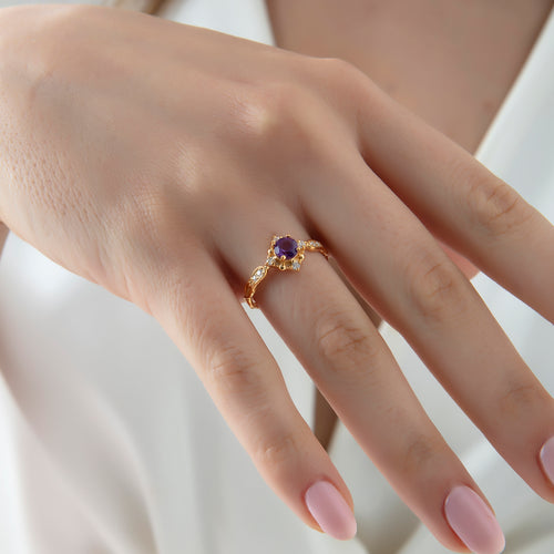 Alexandrite Taşlı ve Pırlantalı Vintage Yüzük