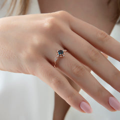 London Blue ve Pırlantalı Vintage Yüzük