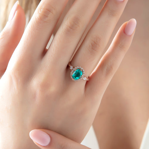 Paraiba Taşlı ve Pırlantalı Anturaj Yüzük