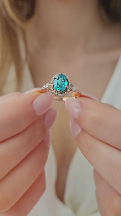 Paraiba Taşlı ve Pırlantalı Anturaj Yüzük