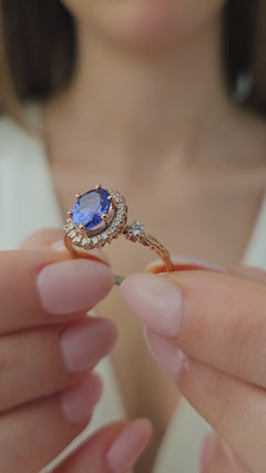 Ametist Taşlı ve Pırlantalı Anturaj Yüzük