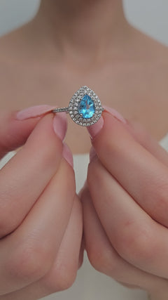 Aquamarine ve Pırlanta Taşı Clarte Noire Yüzük