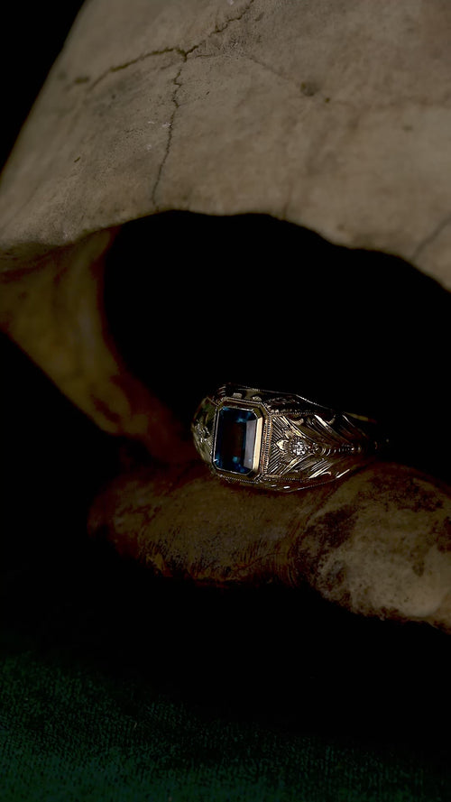 London Blue Safir ve Pırlanta Taşlı Erkek Yüzüğü