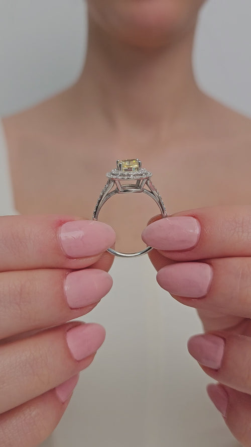 Fancy Yellow ve Pırlanta Taşlı Arkena Yüzük